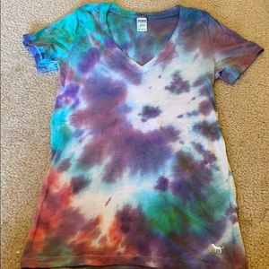 self tie died pink shirt